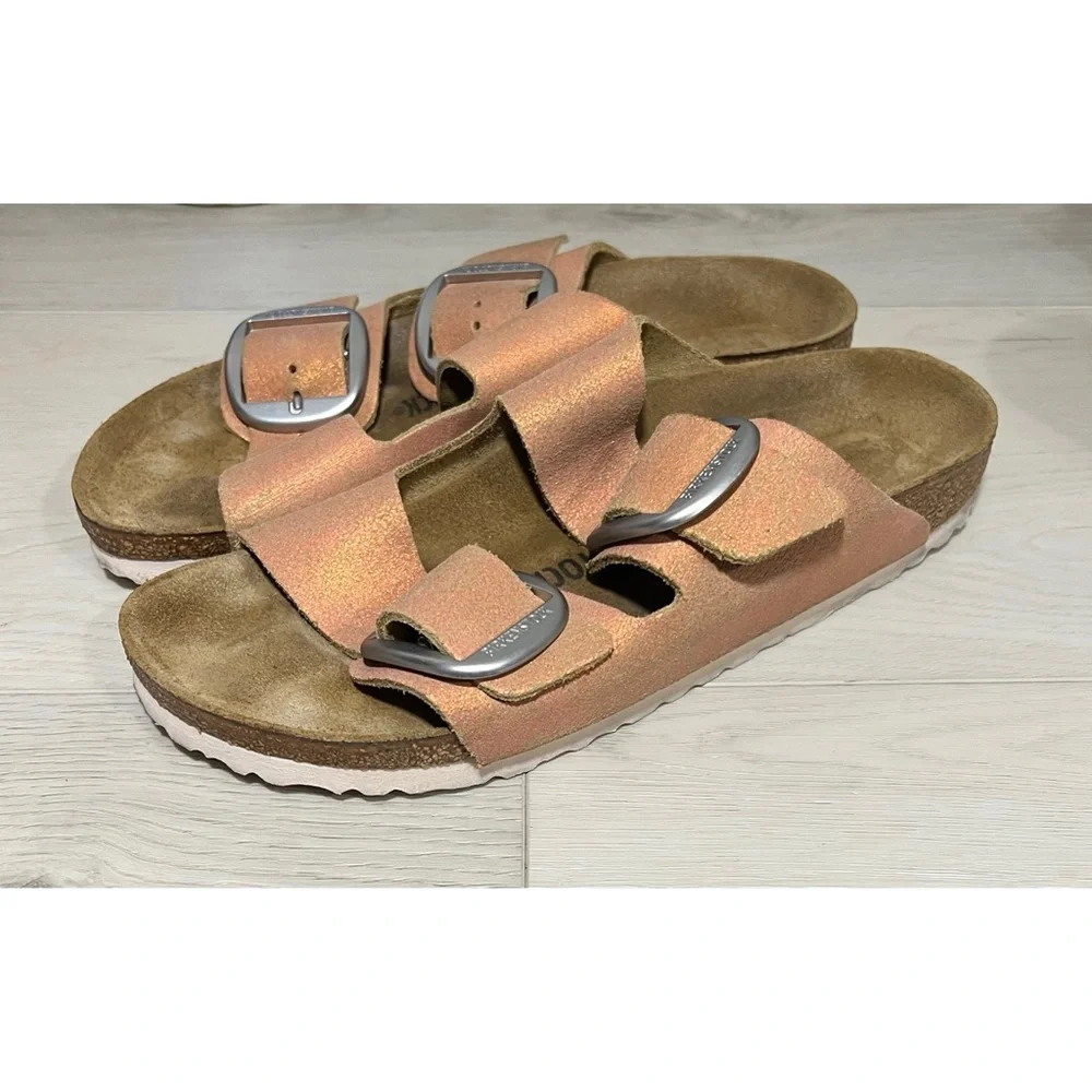 +Birkenstock Arizona Big Buckle Leather - Washed Metallic Copper